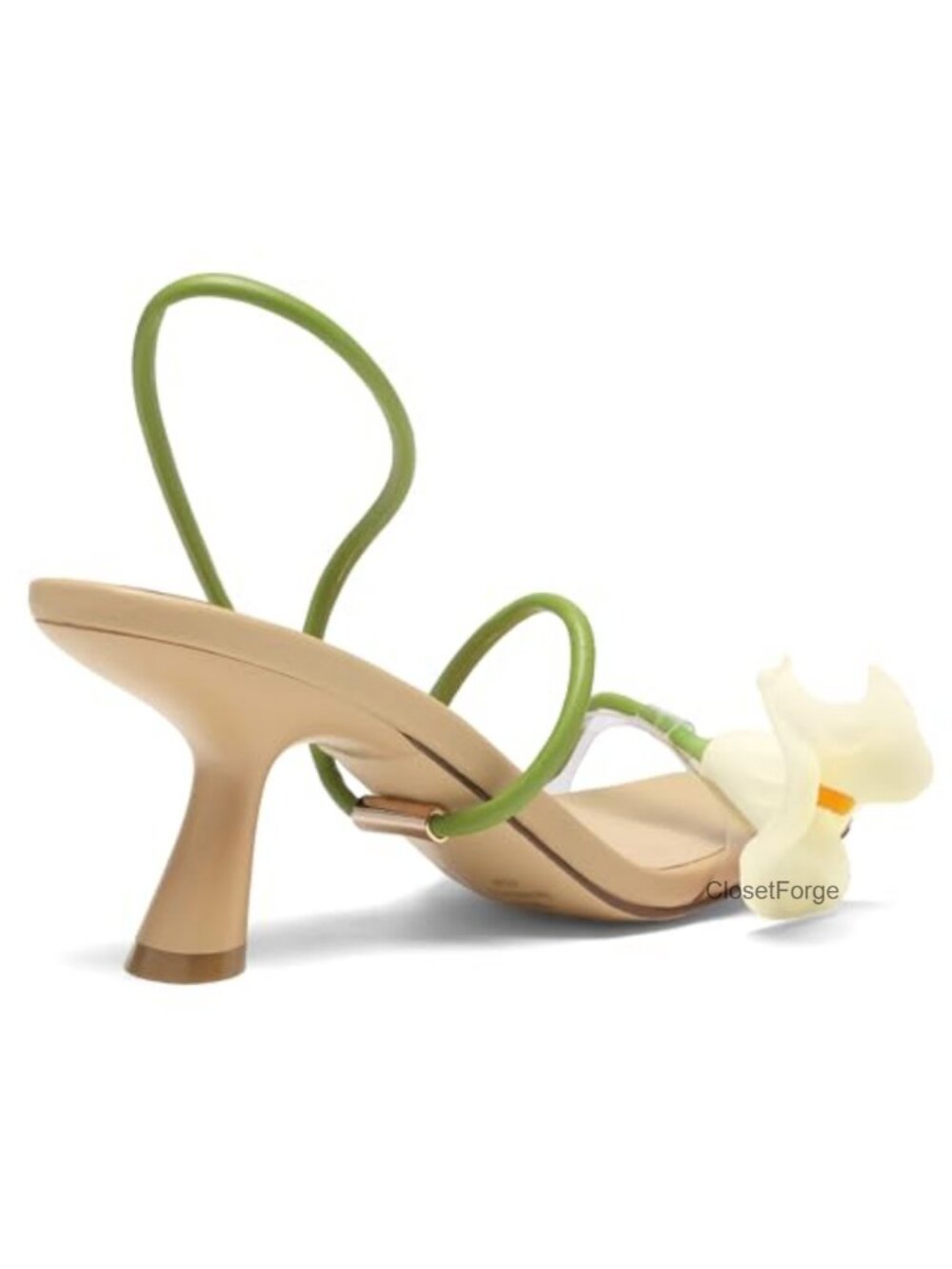 Kitten Heels for Women Square Toe Strappy Sandals Floral Low Heel - Picture 4 of 5